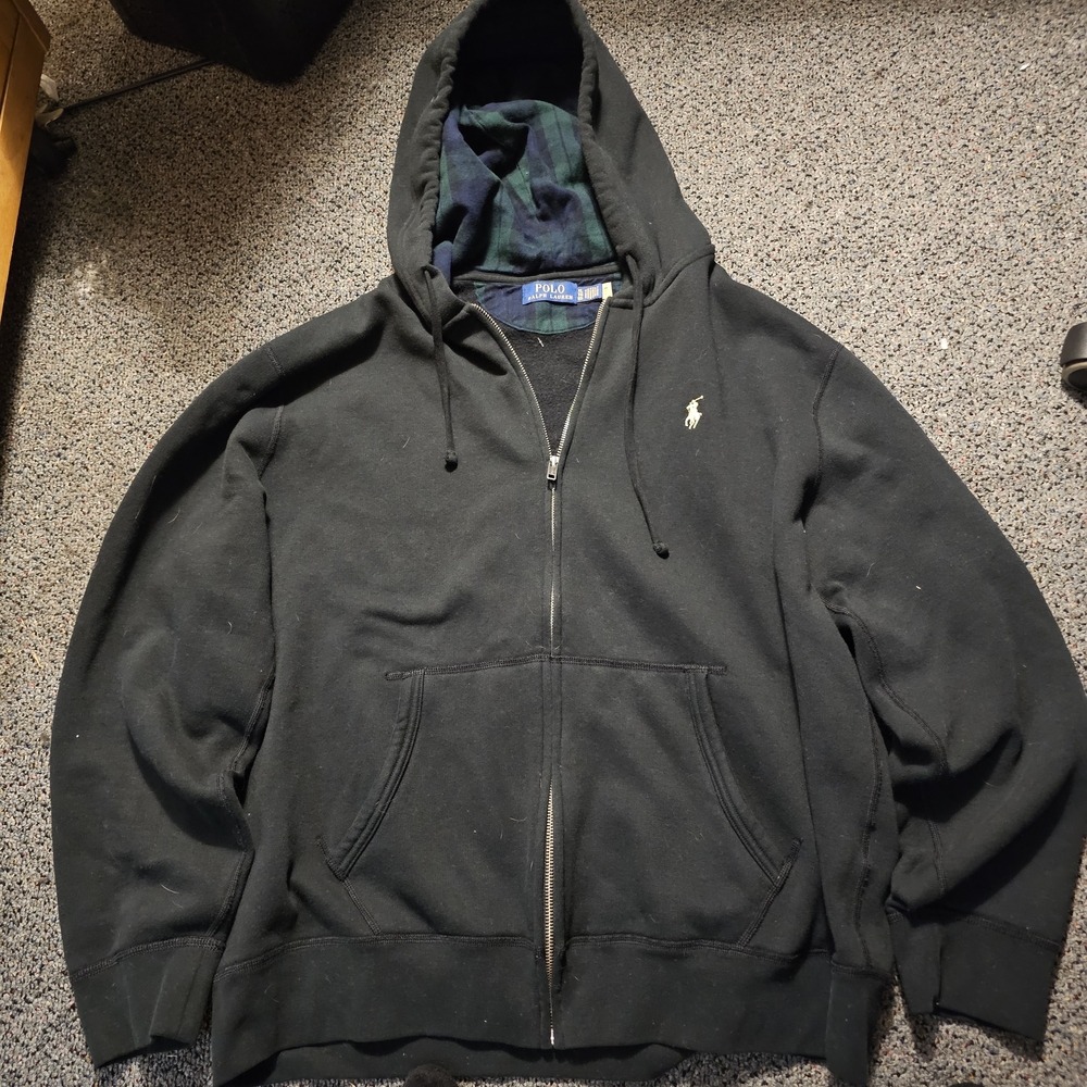 Polo by Ralph Lauren Black Full-Zip Hoodie with Embroidered Pony